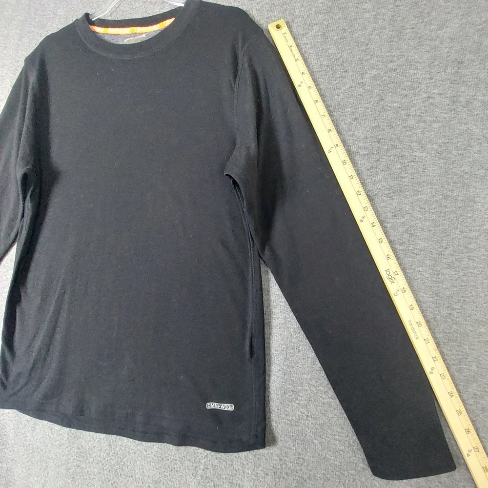 OMNI WOOL MENS BLACK POLYESTER WOOL BLEND LONG SLEEVE BASE LAYER TOP SIZE XL